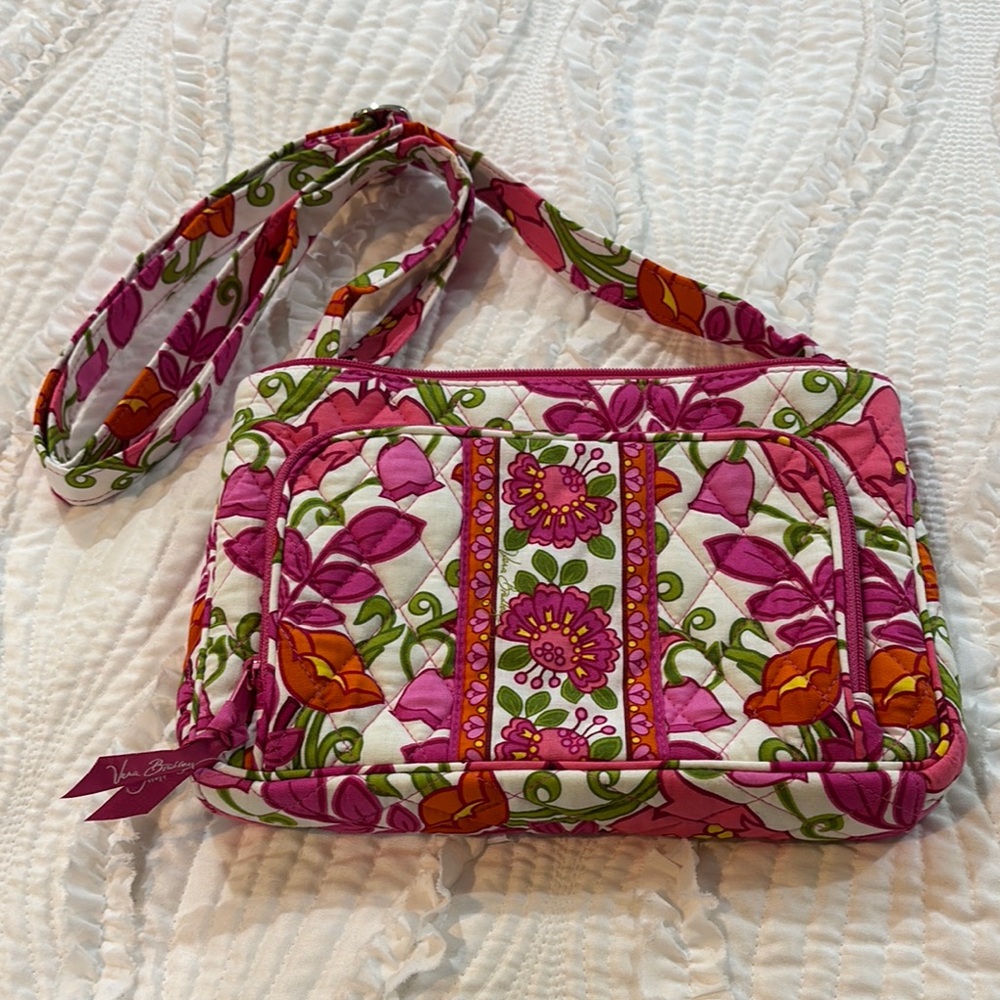 Vera Bradley Vibrant Pink and Green Floral Crossbody Bag